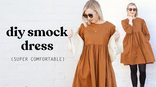 How To Make The PERFECT Everyday Dress Super Comfy  DIY Smock Dress [upl. by Carolynne]