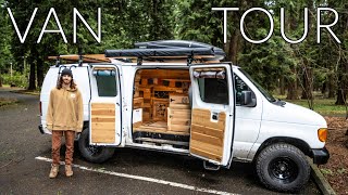 VAN TOUR  Ford E350 Camper Van Conversion  Heavy Duty Insulation For LongTerm Winter Vanlife [upl. by Edra]