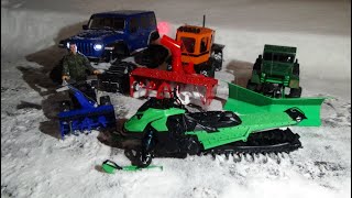 SKEERIDE 2 175 RC SNOWMOBILE 3D PRINTED 2X SNOW BLOWER RC 6X6 SNOW PLOWING TRX6 ON TRACK ADVENTURE [upl. by Fraya]