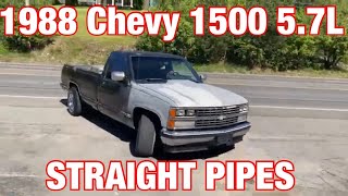 1988 Chevy 1500 57L DUAL EXHAUST w STRAIGHT PIPES [upl. by Vevina]