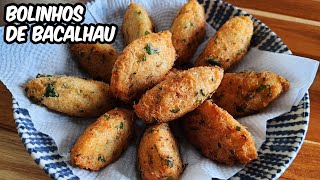 BOLINHO DE BACALHAU FACIL DE FAZER  Novatos na Cozinha [upl. by Egidius726]