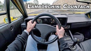 Driving The Lamborghini Countach  Italian 52L V12 Manual Supercar  POV Binaural Audio [upl. by Acirt]