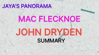 MAC FLECKNOE BY JOHN DRYDEN  SUMMARY [upl. by Genevieve]