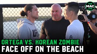 Brian Ortega vs Korean Zombie Chan Sung Jung Beach Octagon Face Off [upl. by Adnoval]