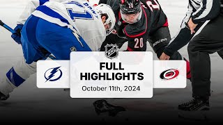 Lightning at Hurricanes  October 11 2024  NHL Full Game Highlights [upl. by Krystalle]