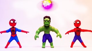 Spiderman Hulk et Flash Mc Queen dansent le disco en samusant   Stop Motion PlayDoh [upl. by Annahsor]