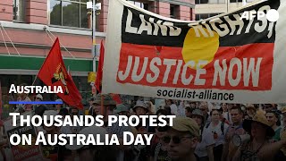 Thousands protest on Australia Day in solidarity with indigenous people  AFP [upl. by Semajwerdna612]