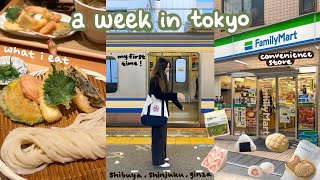 japan vlog 🍮 first week in tokyo what i eat udon tonkatsu cafes family mart exploring around [upl. by Namqul111]