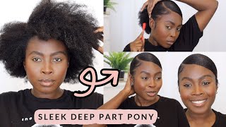 BEST METHOD DEEP SIDE PART PONYTAIL ON THICK 4A4B4C NATURAL HAIR [upl. by Achilles864]