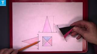 Orthographic Projection Square Base Pyramid [upl. by Yatnohs]