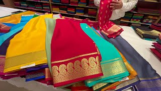 Bangalore Malleshwaram pure Mysore silk sarees with special discounts single piece courier avail [upl. by Brok]