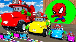 Big amp Small McQueen FIRE Truck vs Long Slide Game with Trains vs Portal Trap  BeamNGDrive 3 [upl. by Adine204]