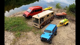 Rc BOAT LAUNCHrc kayak RACING BOAT2X PRO BOATRC CAMPER MOTOR HOMETRUCK VAN amp CAR 4X4 ADVENTURE [upl. by Peednas815]