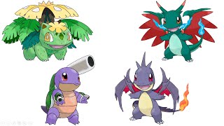 GEN 1 Mega Shiny Starters Pokemon Fusion [upl. by Aleunam764]