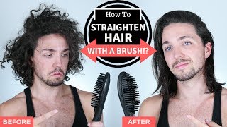 ✅ How To Straighten Hair with a Brush  Mens Hair Straightening [upl. by Drofnil]