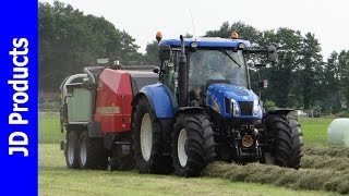 New Holland T6050FordBalen persenPressing BalesBallen pressenvan EngelenNunspeet2016 [upl. by Htnnek]