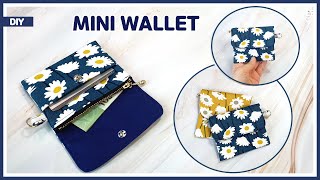 DIY Easy to make mini wallet with zipper  coin purse  sewing tutorial Tendersmile Handmade [upl. by Keen216]