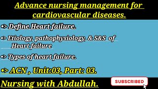 advance nursing management for cardiovascular system disorders in Urdu PostRn 1stUnit 3part3 [upl. by Gerik551]