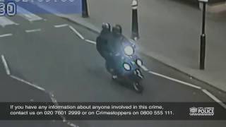 Caught on CCTV – mopedriding phone thieves in Holborn Viaduct [upl. by Natehc]