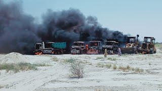 BLF set fire to vehicles and machinery in CPEC road project in Gwadar area of Balochistan [upl. by Helm184]