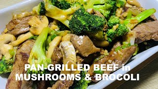 PanGrilled Beef Tenderloin in Mushrooms amp Broccoli [upl. by Eiralav]