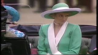 1988 Princess Diana listens to God Save the Queen in barouche at Trooping the Colour [upl. by Iem870]