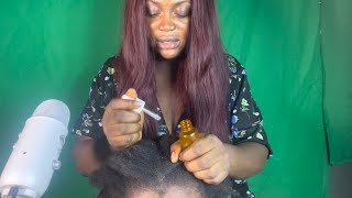 ASMR✨NO GUM SOFT WHISPER SCALP OILING ON MY COUSIN HAIR PARTING AND SCRATCHING SOUND [upl. by Josefa]