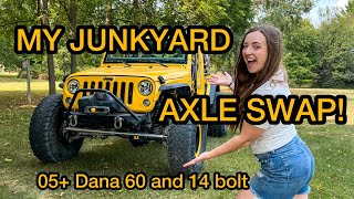 MY JUNKYARD ONETON SWAP on my 2015 Jeep JKU  yellerlife [upl. by Woodsum]