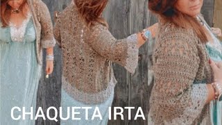 Como hacer una Chaqueta o rebeca Tejida a crochet de una sola pieza a crochet 🌿 Punto calado [upl. by Mello]