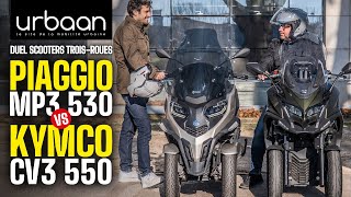 Duel Kymco CV3 vs Piaggio MP3 530  2023  urbaanews [upl. by Poore599]