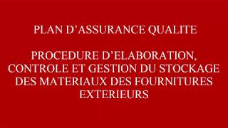 PRQ Elaboration gestion stocks matériaux [upl. by Maclay]