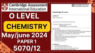 O Level CHEMISTRY Paper 1 MayJune 2024  507012  Solved [upl. by Beatrisa]