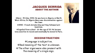 Jacques Derrida summary structure sign and play summary of deconstruction Jacques Derrida critic [upl. by Annaohj572]