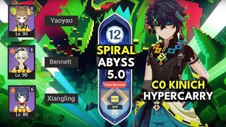 Kinich Abyss Floor 12 phase 2  F2P Friendly Burning Team  Xiangling Bennet Yao Yao Kinich [upl. by Vance765]