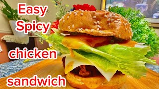 Spicy chicken sandwich how to make spicy chicken sandwich at homespicy chicken sandwich recipe [upl. by Cleodell]