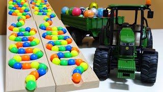 Marble run race ☆ HABA slope transparent pipe amp retro agricultural truck [upl. by Nit372]