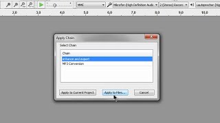 Audacity Automatisch mehrere Dateien bearbeiten [upl. by Chuch772]