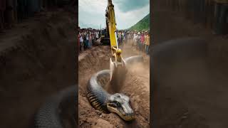 Wow Amazing  Excavator catches anaconda anaconda snake animals giant shortvideo shorts [upl. by Brote]