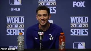 2020 World Series Dodgers Austin Barnes details pitch framing [upl. by Nnylram392]