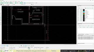 LibreCAD  Plano de instalación domiciliaria de gas séptima parte agregar textos [upl. by Ahsekahs877]