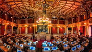 Oslo  Norway  Norwegian Parliament in Oslo  Stortinget photo show FPV ENG [upl. by Arnold]