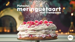 Kersttaart maken Meringuetaart met pistache en frambozen  Allerhande [upl. by Deirdre]