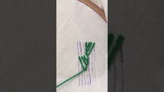 Feather stitch in 7 linehandmadeshortvideodiyembroideryyoutubeshorthandembroiderybordercollie [upl. by Paluas]