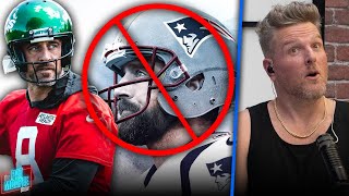 Aaron Rodgers Reportedly Turned Down Patriots Trade Prior To Joining The Jets  Pat McAfee Reacts [upl. by Corabella]