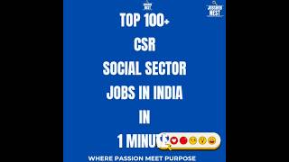 Top 100 CSR amp Social Sector Jobs In India Sunday Special [upl. by Constantina]