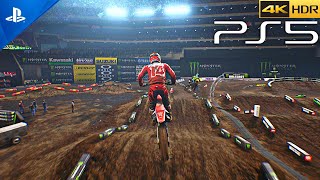 PS5 Monster Energy Supercross GAMEPLAY  Ultra High Realistic Graphics 4K HDR [upl. by Aaren581]