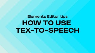 ELEMENTS EDITOR HOW TO USE TEXTTOSPEECH ON YOUR ALERTS [upl. by Ihcas]