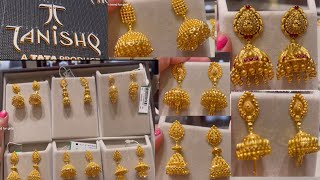 Tanishq Gold Earring amp Jhumka Design with weight and price Light weight Gold jhumka earringjhumki [upl. by Tillman]