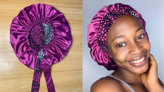 DIY HOW TO MAKE A REVERSIBLE ELASTIC HAIR BONNET WITH REVERSIBLE BAND [upl. by Nyltyak165]