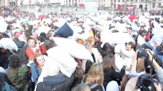 International Pillow Fight Day 2013 flashmob  FocalLocal amp Sound Asleep Trafalgar Square London [upl. by Haynor722]